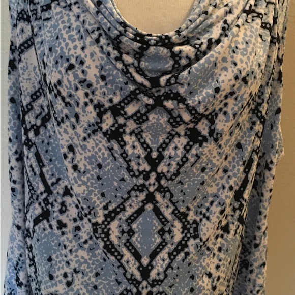 Calvin Klein Cowl Neck Sleeveless Top/Shell - black/white/light blue - 3X - NWT - Picture 6 of 8